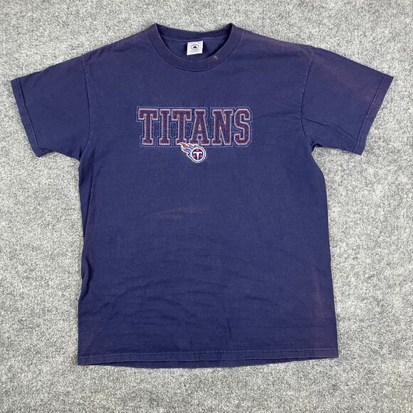 Titans NFL T-Shirt Mens L Navy Blue Football Team Graphic Delta Pro Weight Tee - Picture 2 of 8